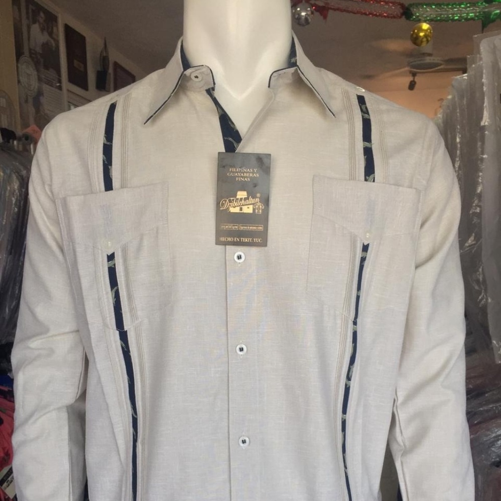 Guayabera Shirt Loong Sleeve Fine Linen